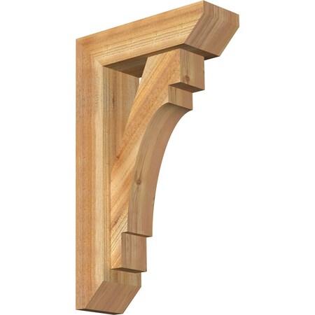 Ekena Millwork Merced Slat Rough Sawn Bracket w/ Offset Brace, Western Red Cedar, 6"W x 18"D x 30"H BKT0604X18X30MRC06RWR